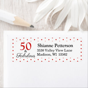 Elegant 50 & Fabulous 50th Birthday WH Red Address Etiket