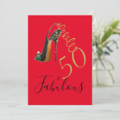 Elegant 50 Fabulous 5eth Red Modern Birthday Kaart (Staand voorkant)