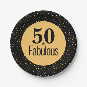 Elegant 50 & Fabulous Gold Black, zaterdag Papieren Bordje
