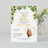Elegant 50 & Fabulous Photo Greenery Birthday Folie Uitnodiging (Staand Voorkant)