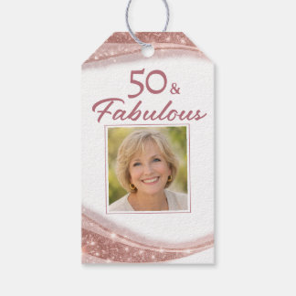 Elegant 50 & Fabulous Rose Gold Photo Birthday Cadeaulabel