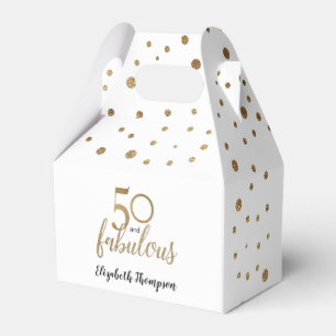 Elegant 50 & geweldige Birthday White Gold Confett Bedankdoosjes