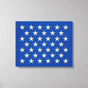 Elegant 50 witte sterren op blauw achtergrondpatro canvas afdruk