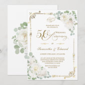 Élégant 50e anniversaire de Mariage Invitation (Devant / Derrière)