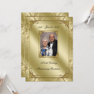 Élégant 50e anniversaire de Mariage Invitation pho