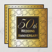 Élégant 50e anniversaire de Mariage Invitations (Devant / Derrière)