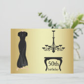 Élégant 50e anniversaire Gold et Invitation noir (Debout devant)