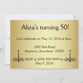 Élégant 50e anniversaire Gold et Invitation noir (Dos)