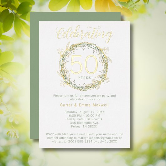 Élégant 50e anniversaire Invitation de la fête Rea