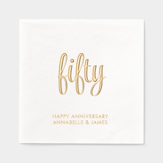 Élégant 50e anniversaire Mariage d'or serviettes à (Recto)