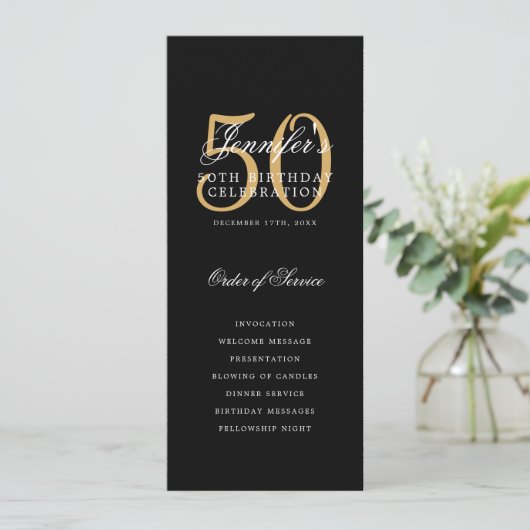 Élégant 50e anniversaire programme de fête Black G (Debout devant)