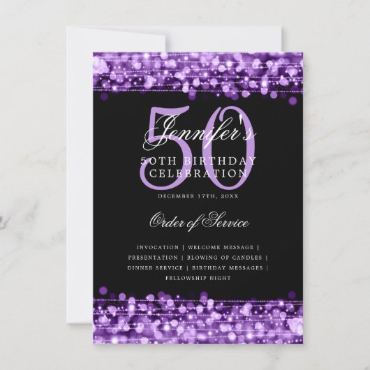 Élégant 50e Anniversaire Programme de fête Menu po (Devant)