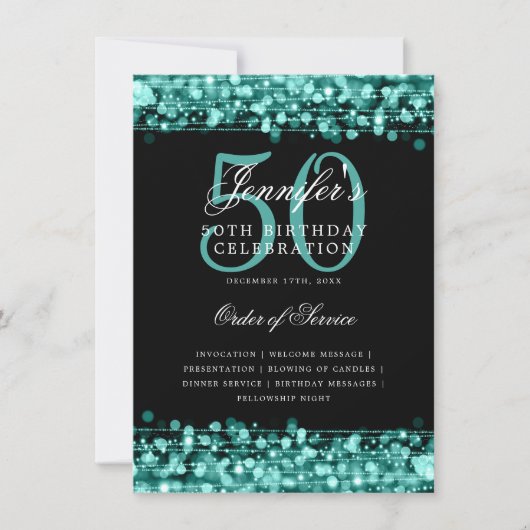 Élégant 50e Anniversaire Programme de fête Menu Tu (Devant)