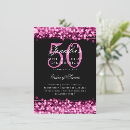 Élégant 50e anniversaire programme fête Menu Hot P (Debout devant)