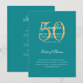 Élégant 50e Anniversaire Programme Gold Turquoise (Devant / Derrière)