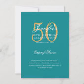 Élégant 50e Anniversaire Programme Gold Turquoise (Devant)