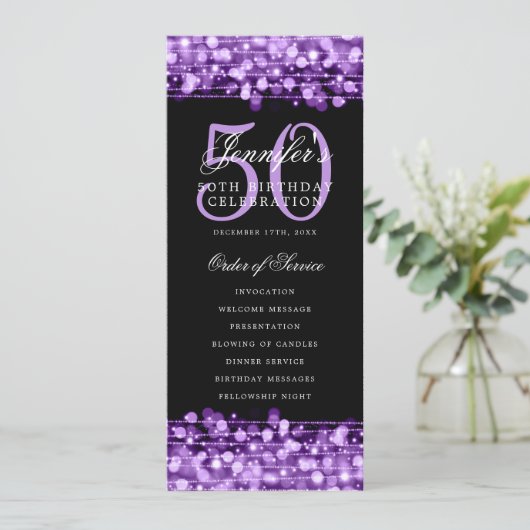 Élégant 50e Anniversaire Programme Merci pourpre (Debout devant)