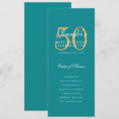 Élégant 50e Anniversaire Programme Or Turquoise (Devant / Derrière)