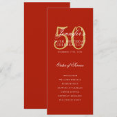 Élégant 50e Anniversaire Programme Red Gold (Devant / Derrière)
