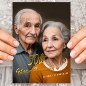 Elegant 50e bruiloft Jubileum: 3D Gold Script Kaart