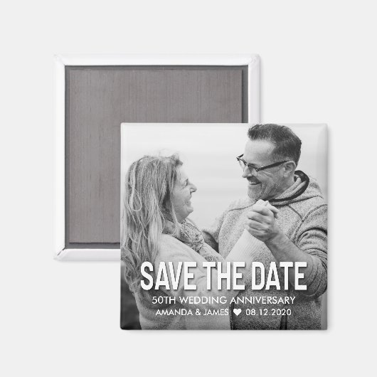 Elegant 50e bruiloft Jubileum Save The Date Magneet (Voorkant / Achterkant)