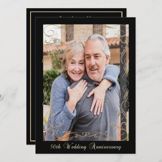 Elegant 50e Jubileum feestdag Kaart (Voorkant / Achterkant)