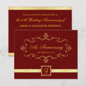 Elegant 50e Jubileum - Monogram Uitnodigingen (Voorkant / Achterkant)