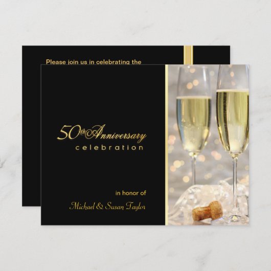 Elegant 50e Jubileum Partij Uitnodigingen (Voorkant / Achterkant)