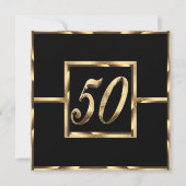 Elegant 50e Jubileum Uitnodiging zwart en goud (Voorkant)