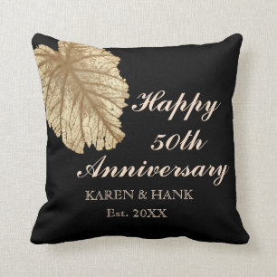 Elegant 50e Jubileum zwart Faux Gold, aangepast Kussen