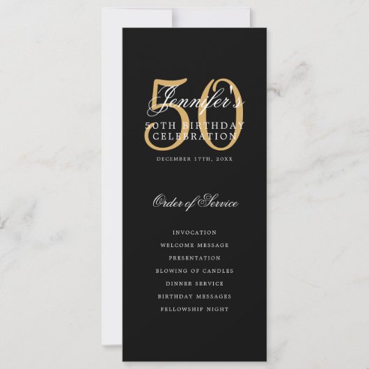 Elegant 50e Programma Gold Black Menu+Dank U (Voorkant)