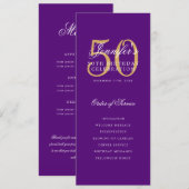 Élégant 50e Programme Gold Purple Menu+Merci (Devant / Derrière)
