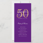 Élégant 50e Programme Gold Purple Menu+Merci (Devant)