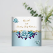 Elegant 50e verjaardag Gold Blue Rozen Kaart (Staand voorkant)