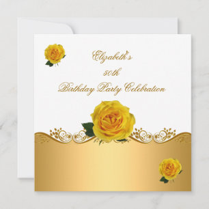 Elegant 50e verjaardag Gold Yellow Roses Kaart