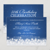Elegant 50e verjaardag Magic Sparkle Blue Kaart (Voorkant / Achterkant)