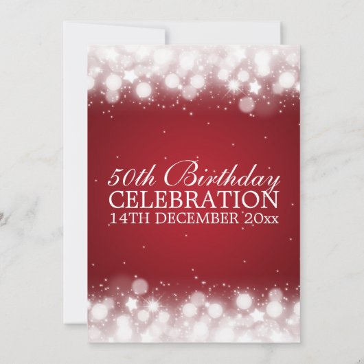 Elegant 50e verjaardag Magic Sparkle Red Kaart (Achterkant)
