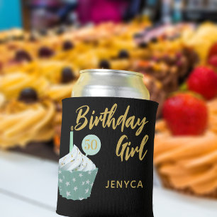 Elegant 50e verjaardag meisje cupcake partij zwart blikjeskoeler