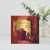 Elegant 50e verjaardag Red Rose Gold 4 Kaart (Staand voorkant)