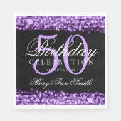 Elegant 50e verjaardagsfeestje sprankelt Paarse Servetten (Voorkant)