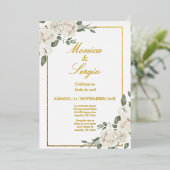 Élégant 50ème Faire-part de mariage en espagnol (Debout devant)