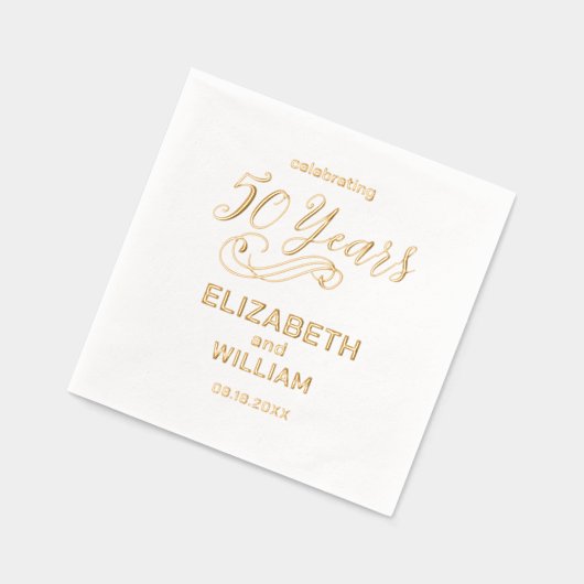 Elegant 50ste bruiloft Jubileum Echt Goud Folie Servetten (Links)