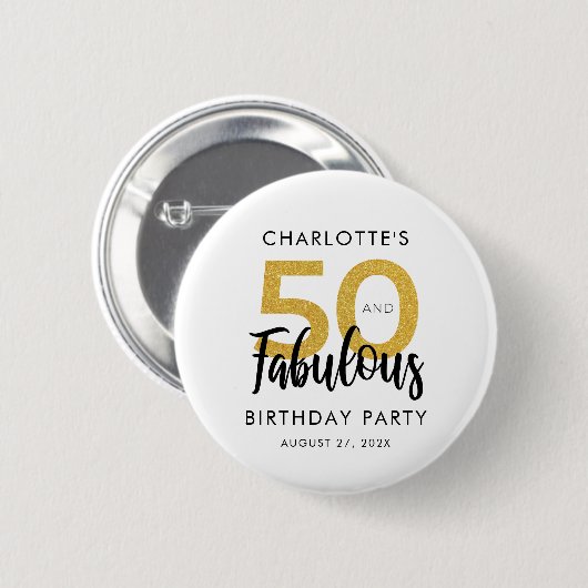 Elegant 50ste verjaardag Party Script Custom Swag Ronde Button 5,7 Cm (Voorkant /achterkant)