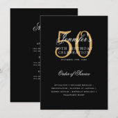 Elegant 50ste verjaardag programma Gold Black w /  (Voorkant / Achterkant)