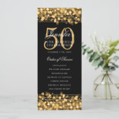 Elegant 50ste verjaardag programma Gold Menu + Dan (Staand voorkant)
