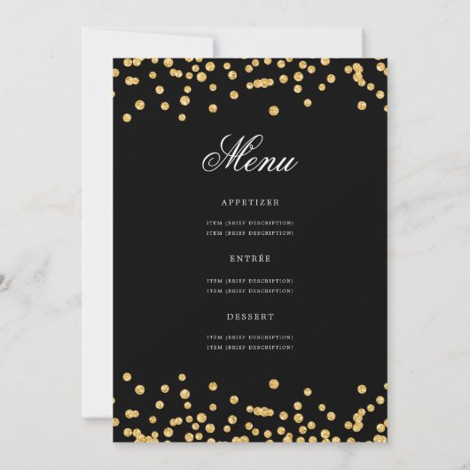 Elegant 50ste verjaardag programma Menu Gold Black (Achterkant)