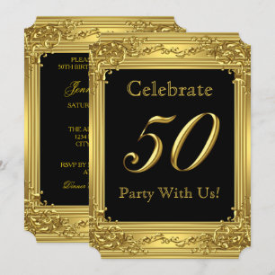 Elegant 50ste verjaardagsfeest Goud Golden 50 Zwar Kaart