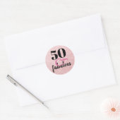 Elegant 50th Birthday 50& fabelroze glitter Ronde Sticker (Envelop)