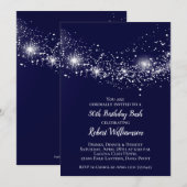 Elegant 50th Birthday Glitter Sky Navy Blue Invite (Voorkant / Achterkant)