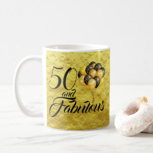 Elegant 50th Birthday Gold Foil Black Typografie Koffiemok